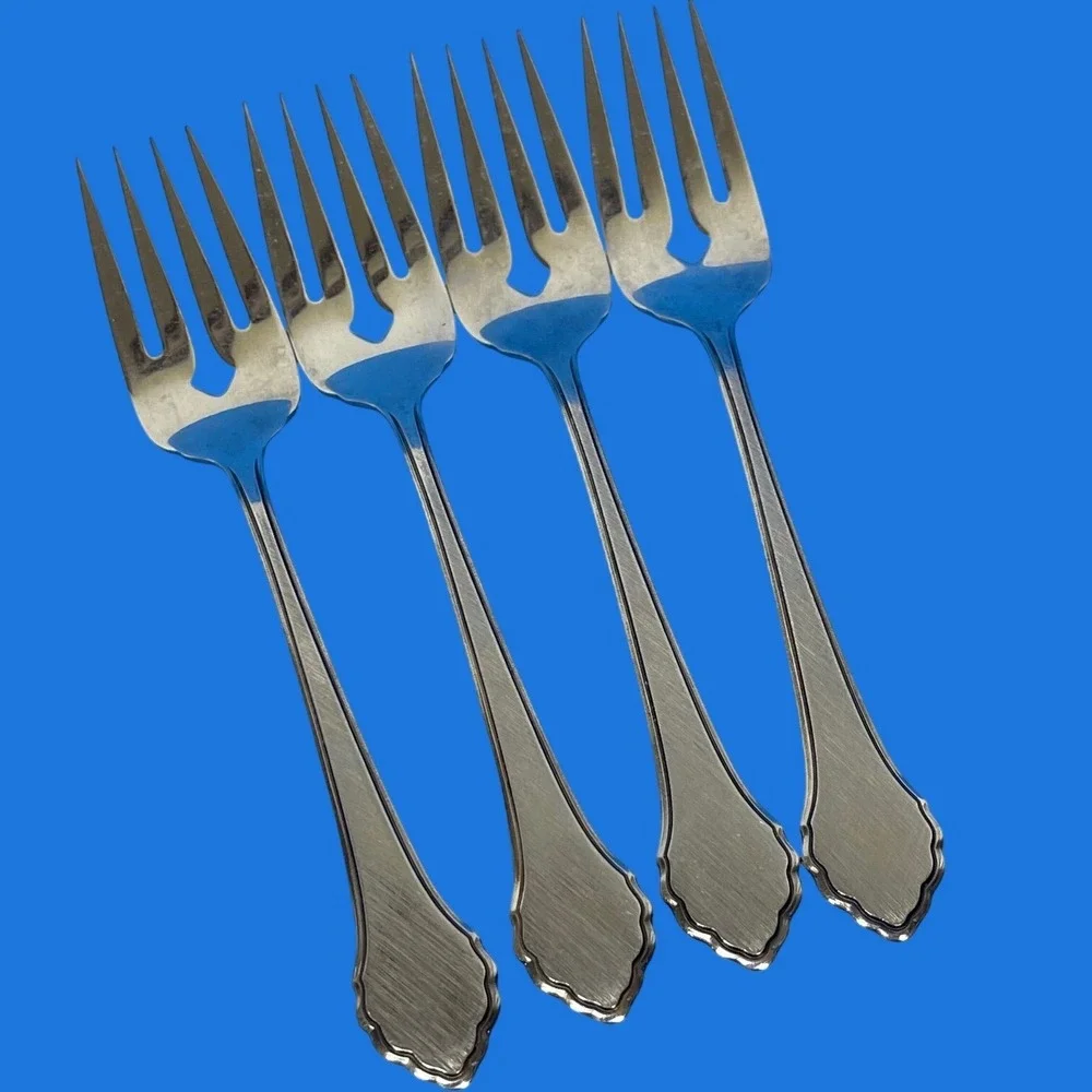 Vintage Oneida Summer Mist Autumn Glow Stainless Seafood Cocktail Forks 4 Sliver